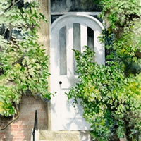 White Door – Surrey Art Gallery – Watercolour Painting By Woking Artist David Drury – Fine Art Prints For Sale
