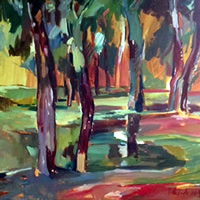 Fauve Landscape – Oil Painting on Canvas by Chelsea Art Society Member – Molesey Surrey Artist Hildegarde Reid