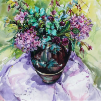 Still Life with Hydrangeas by Surrey Artist and Art Tutor Hildegarde Reid