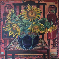 Sunflowers – Oil Painting on Canvas by Thames Valley Art Society Member – Artist Hildegarde Reid