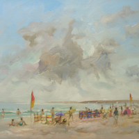 Beach Life, West Wittering – Coastal Sussex Oil Painting – Artist and Art Tutor Melanie Cambridge
