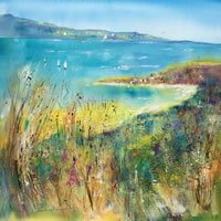 Cornwall Coast Grasses and Bay Painting – Woking Surrey Artist