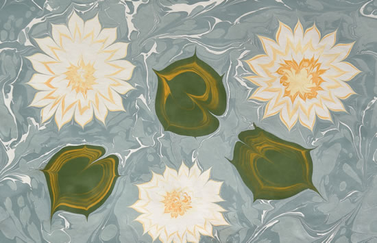 Water Lillies - Art of Marbling - Surrey Artist Ebru Koçak- Surrey Art School Workshops Newdigate Dorking