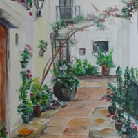 Bougainvillea Painting by Redhill Surrey Artist Dipen Boghani