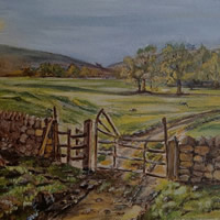 Redhill Surrey Landscape Artist Dipen Boghani - Oil Painting - Hiking in Peak District - Countryside View