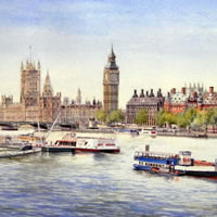 Westminster – Big Ben and Houses of Parliament – London Art Gallery – Artist John Healey – Woking Society of Arts