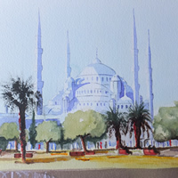 Istanbul Blue Mosque – Pirbright Art Club – Watercolour Gallery – Surrey Artist David Harmer