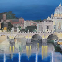 Rome – Bridge of Angels – Daniele Mandelli – Painter of Oils – Merton Art Society – Surrey Art Gallery