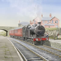 Steam Train at Wilsden Station Bradford – Yorkshire Art Gallery – Artist John Healey – Woking Society of Arts