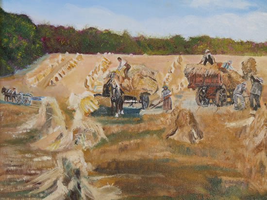 Gathering the Harvest - English Countryside - Rodney Thomas Annetts - Woking Society Of Arts - Surrey Artists Gallery