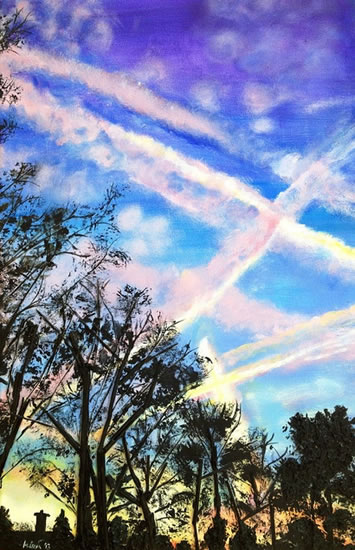 Landscape - Kisses In The Sky - Surrey Artist Ali Woolgar - Acrylic and Mixed Media - Guildford Art Society, Dorking Group of Artists and the Society of All Artists