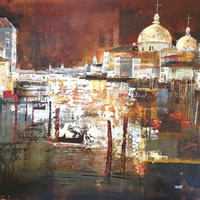 Nightime, Grand Canal, Venice, Italy – Nagib Karsan – Artist in Watercolours, Mixed Media and Collage – Dorking Group of Artists