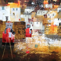Overnight Moorings, Polperro, Cornwall – Nagib Karsan – Artist in Watercolours, Mixed Media and Collage – Guildford Art Society