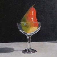 Still Life – Red Pear in Glass Tumbler – Rodney Thomas Annetts – Woking Society Of Arts – Surrey Artists Gallery
