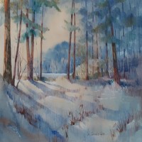 Winter Light – Turfhill, Surrey – Liz Seward S.W.A. S.F.P. Royal Institute of Painters in Watercolour and The Society of Women Artists