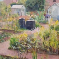 Allotments and Greenhouses – Gardening – Landscape – Margaret Harvey – Surrey Artist – Painter in Oil, Acrylic and Watercolour