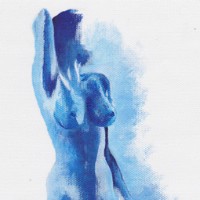 Blue Nude Woman – Rachael Tan – Surrey Artist – Painting in Acrylics on Canvas and Drawings in Charcoal and Pencil