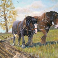 Carthorses – Old Time Ploughing – W.R. Kimber – Surrey Artist Bill Kimber – Byfleet Art Society