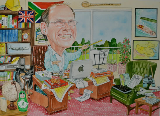 Corporate Caricature Commissioned by Business (BP) as Retirement Gift - David Fisher - Commissions - Caricature Artist - Surrey Gallery