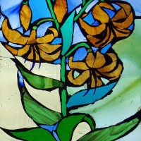 Stained Glass Mosaic – Yellow Lilies – Artist – Susanne Parker – Surrey Artists Gallery