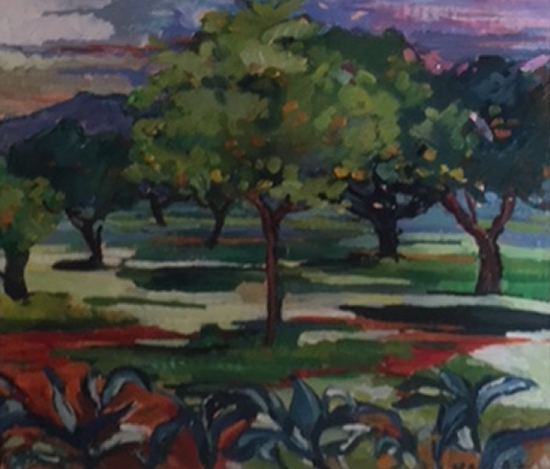 Majorcan Landscape - Painting by Thames Valley Art Society Member - Artist Hildegarde Reid