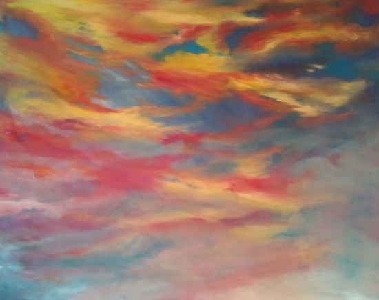 Sunrise Painting Dramatic Red Sky - Cranleigh Surrey Artist Kathy Plank