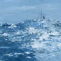 Mid Atlantic Fine Art Print – Painting of boat in high swelling seas