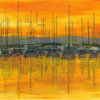 Sunset Harbour – Fine Art Prints – Shepperton Middlesex Artist Derek Cooke