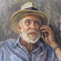 Portrait Painting of Man by Woking Art Society member Ian Henderson – Redhill Surrey Artist – Dr Keith Fenwick