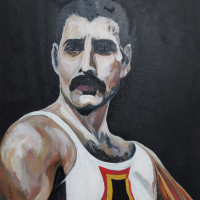 Freddie Mercury of Queen Painting – Woking Art Society member Yana Linch