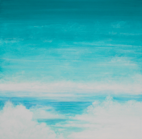 Clouds Sky Sea - Blue and Green Mists - Paint Stone and Wood Artist Simon Oliver