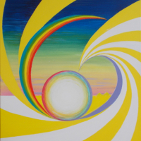 Rainbow Semasphere Acrylic on Canvas Painting – Artist Simon Oliver