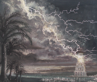 Tower of Babel - Mounted and Glass-Framed Painting - Acrylic Artist Simon Oliver