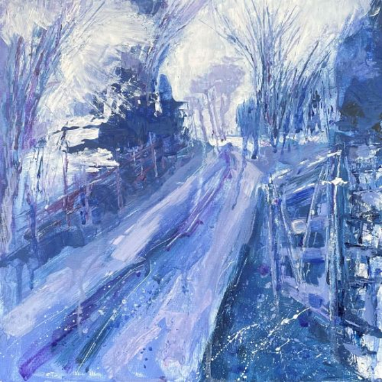 Landscape Painting - Blue Awakening - Acrylic Artwork by Leatherhead Art Club member Anne Winstanley Wood