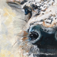 Nosey Reindeer Oil on Canvas Painting – Woking Surrey Animal Artist Katharine Mann
