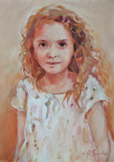 Commissioned Acrylic Portrait of Girl - Ava - Portraiture by Kent Artist Sally Banks