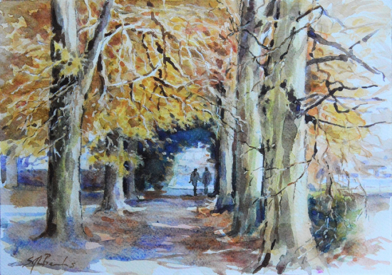 Higginsons Park Marlow Buckinghamshire - Autumn Landscape - Trees - Artist Sally Banks