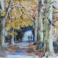 Higginsons Park Marlow Buckinghamshire – Autumn Landscape – Trees – Artist Sally Banks