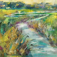 River Scene Countryside Abstract Painting – Woking Surrey Art Gallery