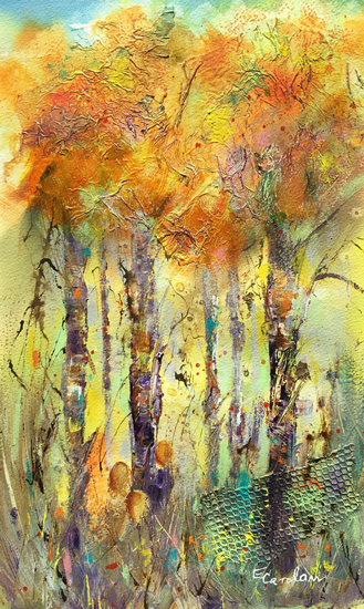Autumn Trees - Abstract Countryside Painting - Woking Surrey Art Gallery