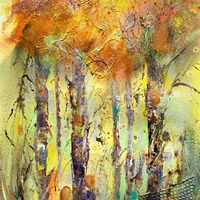 Autumn Trees – Abstract Countryside Painting – Woking Surrey Art Gallery