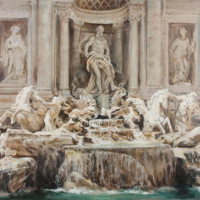 Trevi Fountain, Rome – Acrylic Painting by Kent Artist Sally Banks