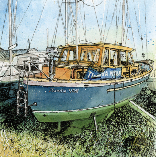 Boat Ashore - Southwold Harbour by Guildford Art Society Artist Simon de Kretser
