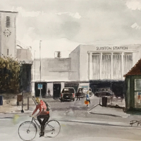 Surbiton Railway Station – Contemporary Street Scene – Artist Peter Fodor