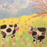 Cows in the Field – Moo – Painting by The Arts Society Reigate Artist Gary Meeke