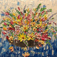 Flower Basket – Floral Acrylic Painting – The Arts Society Reigate Artist Gary Meeke