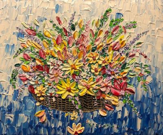 Flower Basket Painting by Reigate Artist Gary Meeke
