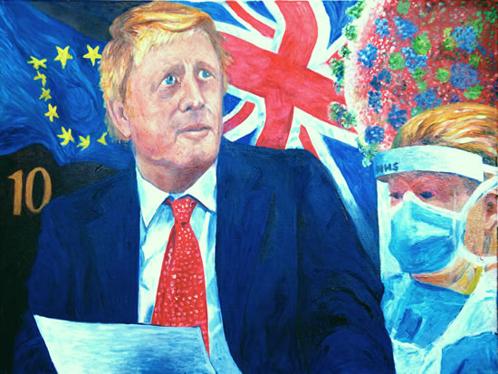 Boris Johnson Portrait Painting - With NHS Nurse
