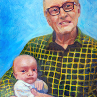 Portrait Painting of Baby William with Grandfather – Kent Artist Richard Waldron