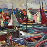French Harbour – Painting by Thames Valley Art Society Member – Molesey Surrey Artist Hildegarde Reid